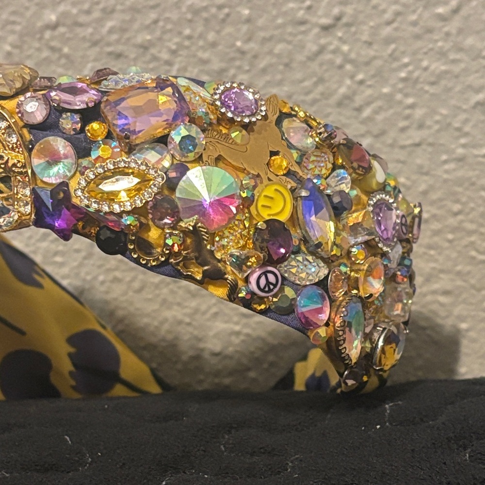 Elegant Floral Yellow and Purple Headband - Picture 13 of 17